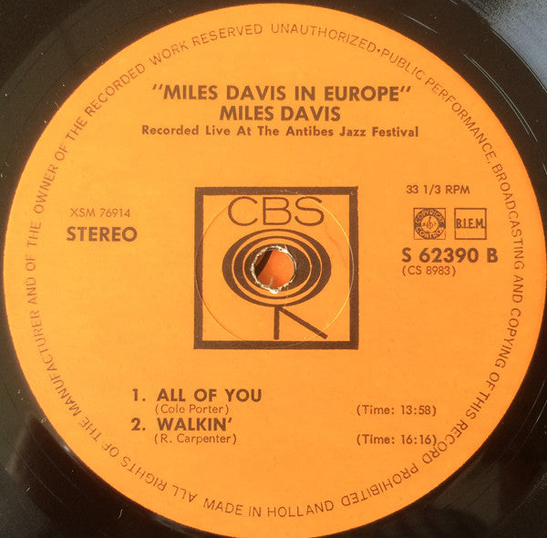 Miles Davis : Miles Davis In Europe (LP, Album)