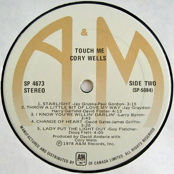 Cory Wells (2) : Touch Me (LP, Album)