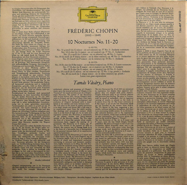 Frédéric Chopin, Tamás Vásáry : Nocturnes Nr. 11-20 (LP, RE)