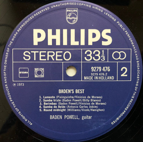 Baden Powell : Baden's Best (LP, Comp)