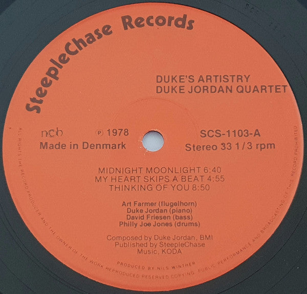 Duke Jordan Quartet : Duke's Artistry (LP, Album)