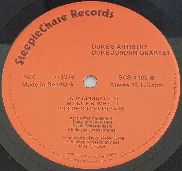 Duke Jordan Quartet : Duke's Artistry (LP, Album)