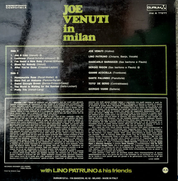 Joe Venuti With Lino Patruno : Joe Venuti In Milan With Lino Patruno & His Friends (LP, Album)