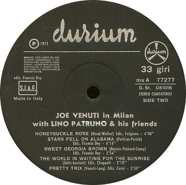 Joe Venuti With Lino Patruno : Joe Venuti In Milan With Lino Patruno & His Friends (LP, Album)