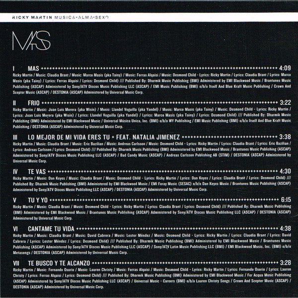 Ricky Martin : Música + Alma + Sexo (CD, Album)