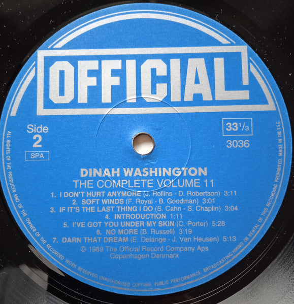 Dinah Washington : The Complete Dinah Washington Vol. 11 1954 (LP, Comp)