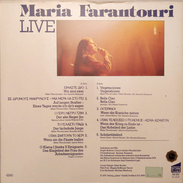 Maria Farantouri* : Live (LP, Album)