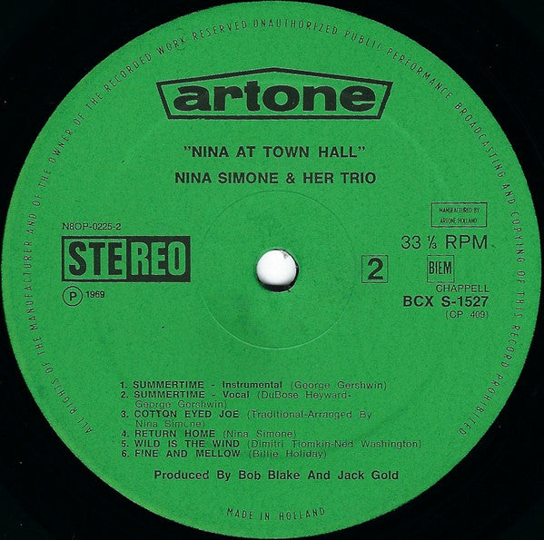 Nina Simone : Nina Simone At Town Hall (LP, Album, RE)