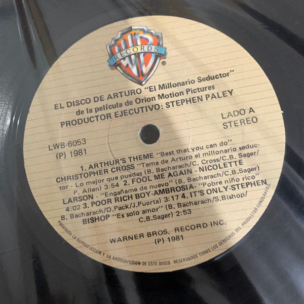 Various : Arthur The Original Soundtrack / El Disco De "Arturo" (El Millionario Seductor) (LP, Album)