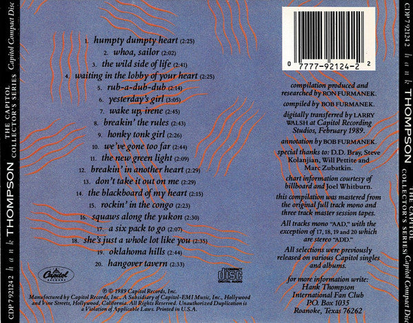 Hank Thompson :  Collectors Series (CD, Album, Comp)