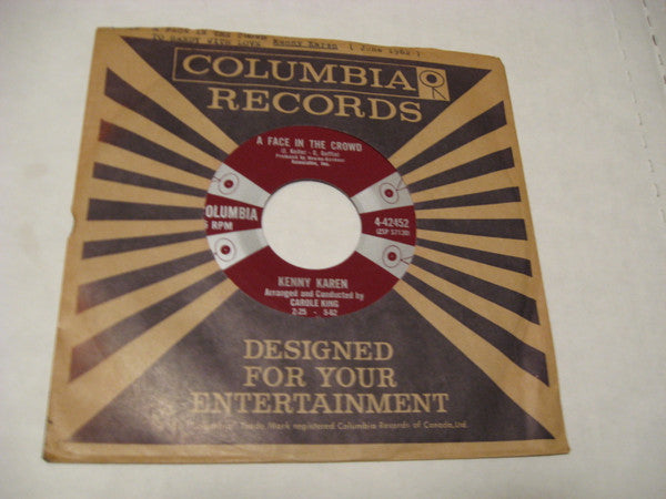 Kenny Karen : To Sandy With Love / A Face In The Crowd (7", Single)