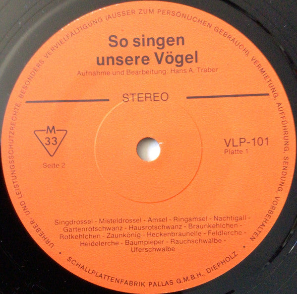 Hans A. Traber : So Singen Unsere Vögel (2xLP, Comp)