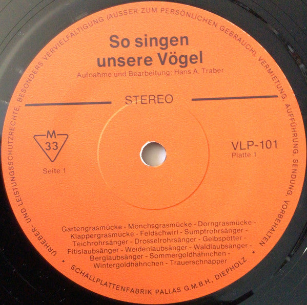 Hans A. Traber : So Singen Unsere Vögel (2xLP, Comp)
