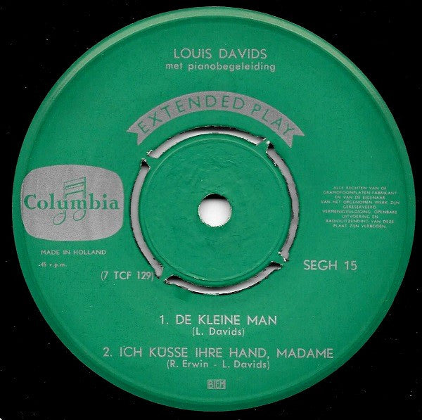 Louis Davids : De Kleine Man (7", EP)