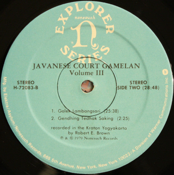 Gamelan Kraton Yogyakarta : Javanese Court Gamelan Volume III (LP, Album)