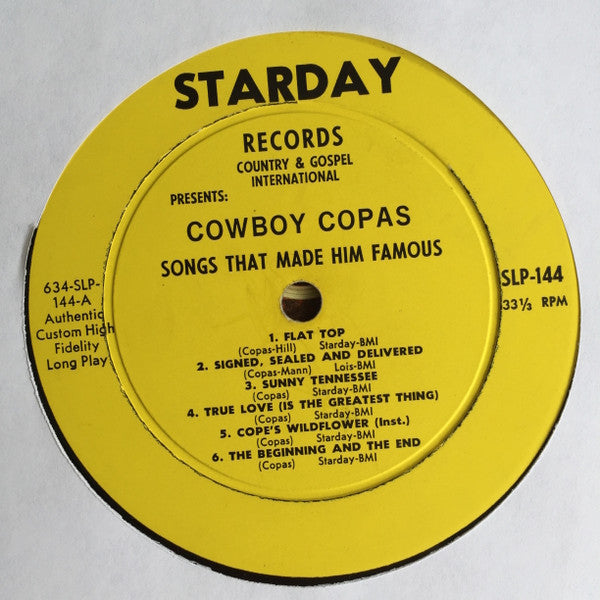 Cowboy Copas : Songs That Made Him Famous (LP, Album)