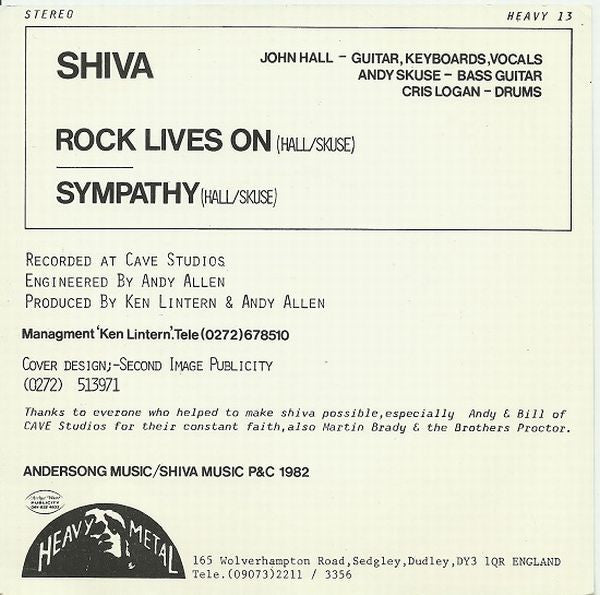 Shiva (21) : Rock Lives On (7", Single)