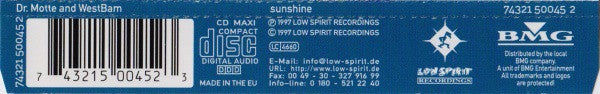 Dr. Motte & WestBam : Sunshine (CD, Maxi)