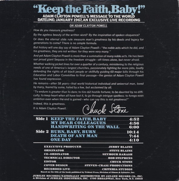 Adam Clayton Powell : Keep The Faith, Baby! (LP)