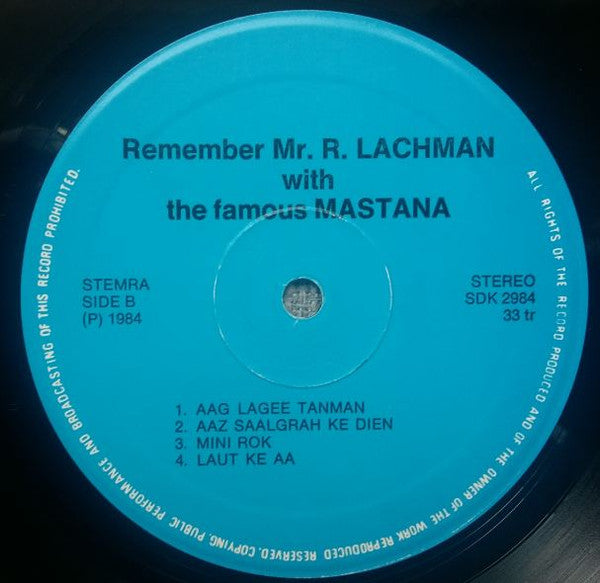 Ramurti Lachman With Mastana : Songs Of Mr. R. Lachman With Mastana Orchestra (LP)