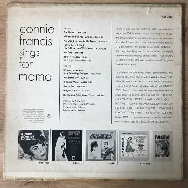 Connie Francis : Sings For Mama (LP, Album)