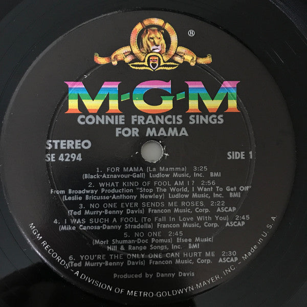 Connie Francis : Sings For Mama (LP, Album)