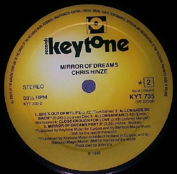 Chris Hinze With London Symphony Orchestra Featuring: Louis van Dijk : Mirror Of Dreams (LP, Album)