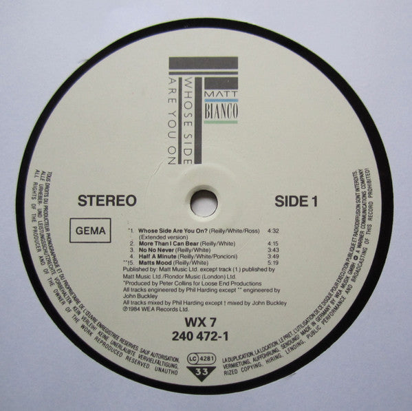 Matt Bianco : Whose Side Are You On (LP, Album)