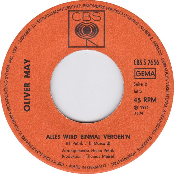 Oliver May (2) : Wenn's Um Liebe Geht (7", Single)