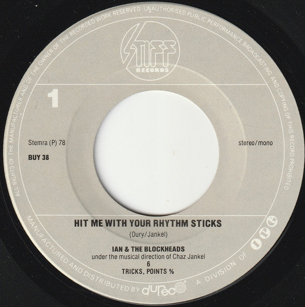 Ian Dury And The Blockheads : Hit Me With Your Rhythm Stick (7", Single)