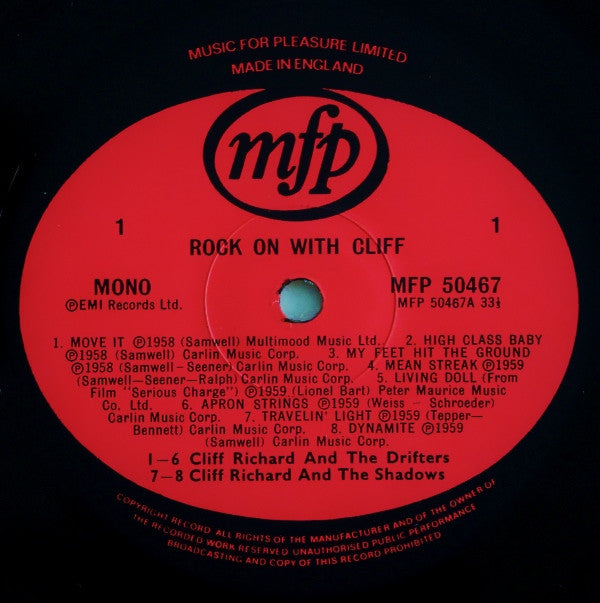 Cliff Richard : Rock On With Cliff (LP, Comp, Mono)