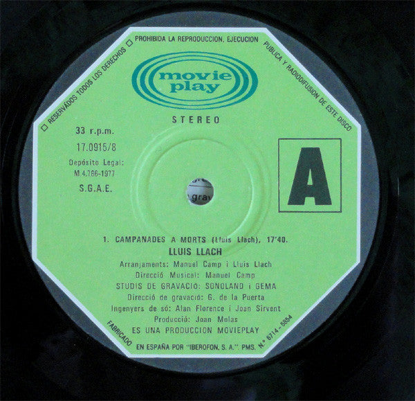 Lluis Llach : Campanades A Morts (LP, Album)