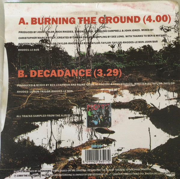 Duran Duran : Burning The Ground (7", Single)