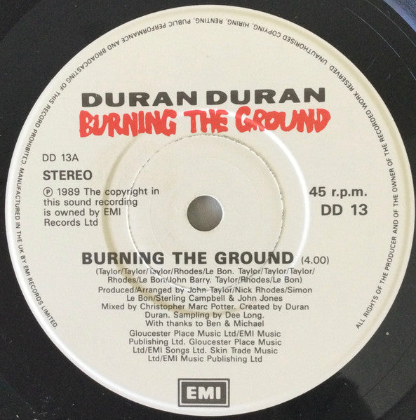 Duran Duran : Burning The Ground (7", Single)