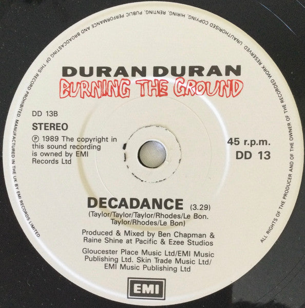 Duran Duran : Burning The Ground (7", Single)