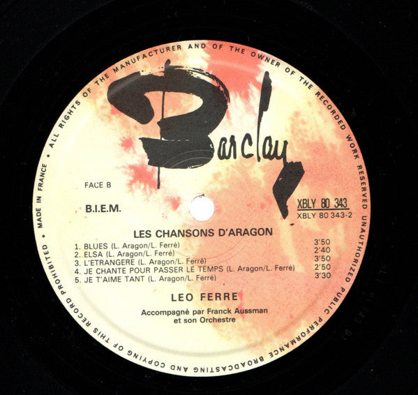 Leo Ferre* : Les Chansons D' Aragon (LP, Album, RE)