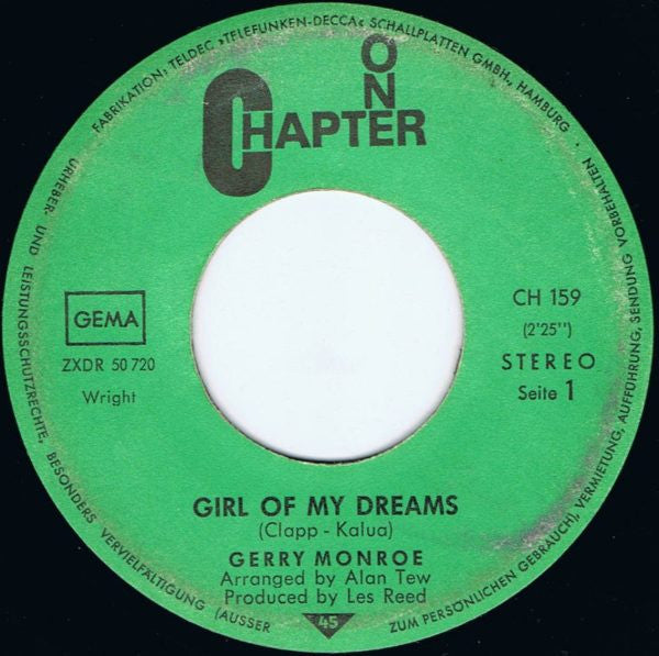 Gerry Monroe : Girl Of My Dreams (7", Single)