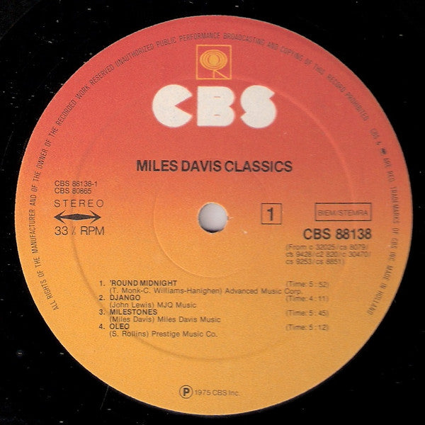 Miles Davis : Classics (2xLP, Comp, RE)