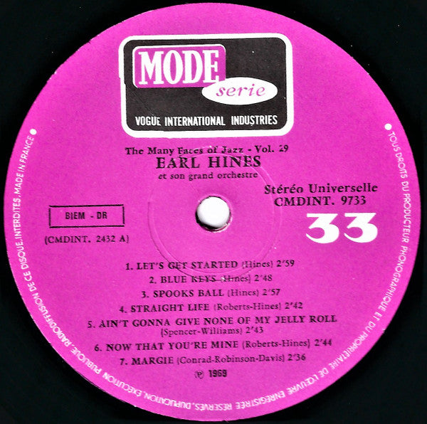 Earl Hines And His Orchestra : The Many Faces Of Jazz Vol.29 (LP, Comp)