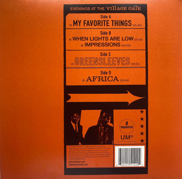 John Coltrane With Eric Dolphy : Evenings At The Village Gate (2xLP, Album, Mono, Ltd, Ora)