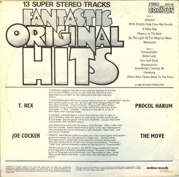 Various : Fantastic Original Hits (LP, Album, Comp)