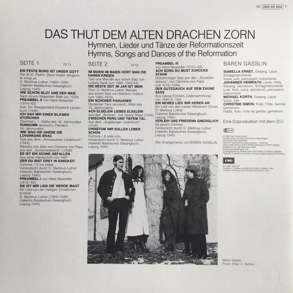 Bären Gässlin : Das Thut Dem Alten Drachen Zorn (LP, Album)