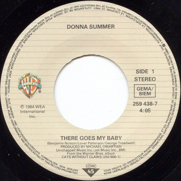 Donna Summer : There Goes My Baby (7", Single)