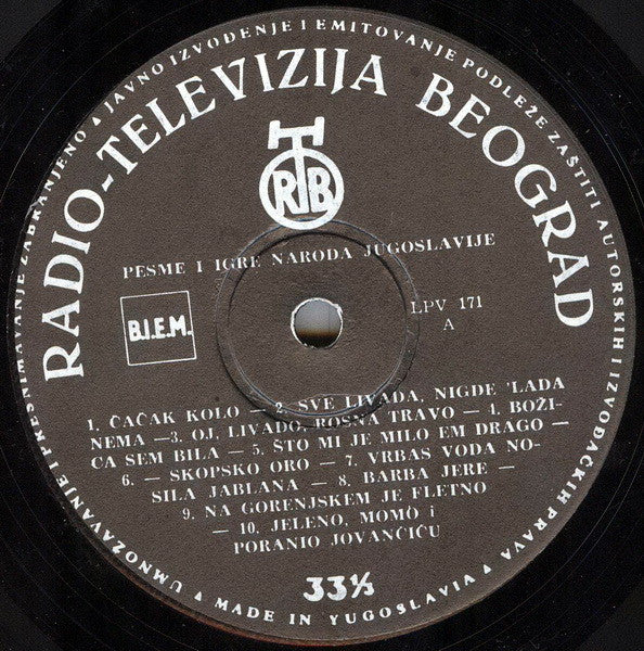 Various : Pesme I Igre Naroda Jugoslavije (52e Conference Interparlamentaire Beograd 1963) (LP, Comp)