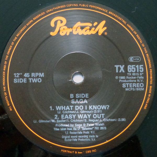 Saga (3) : What Do I Know? (12", Single)