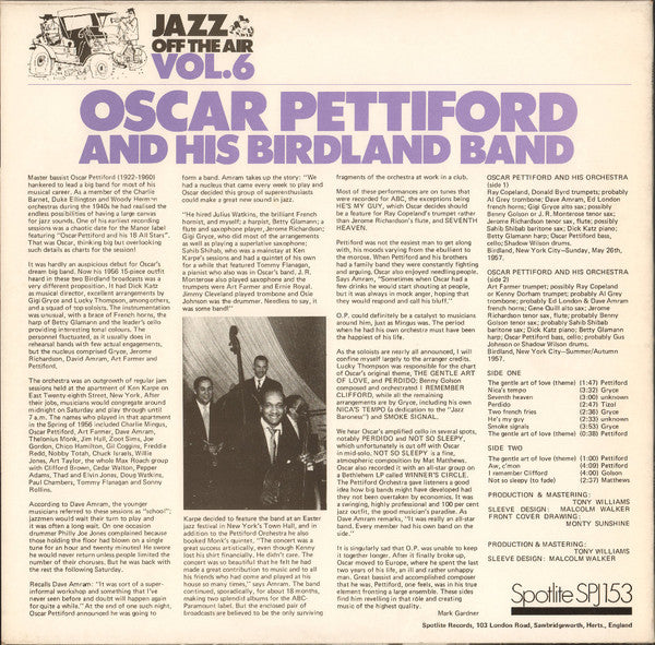 Oscar Pettiford And His Birdland Band : Jazz Off The Air Vol.6 (LP, Album)