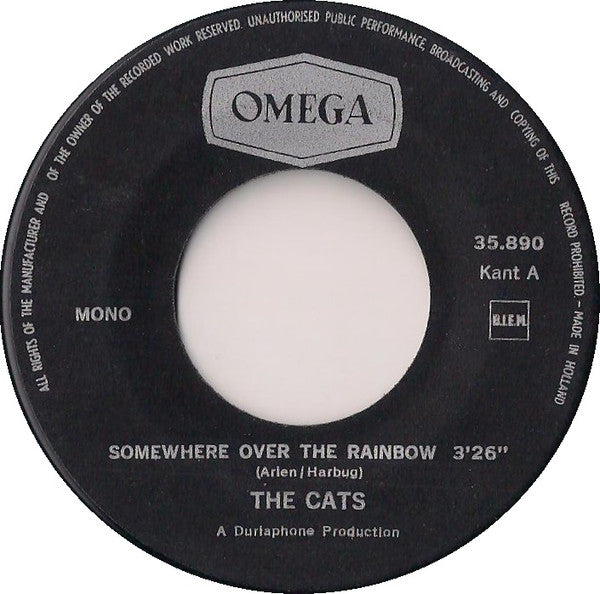 The Cats : Over The Rainbow / I'm Ashamed To Tell (7", Mono)