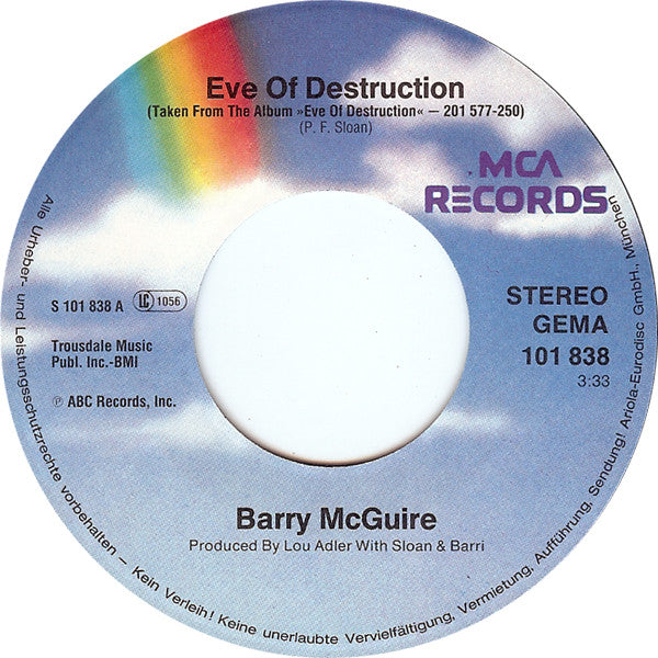 Barry McGuire : Eve Of Destruction / Cloudy Summer Afternoon (7", Single)
