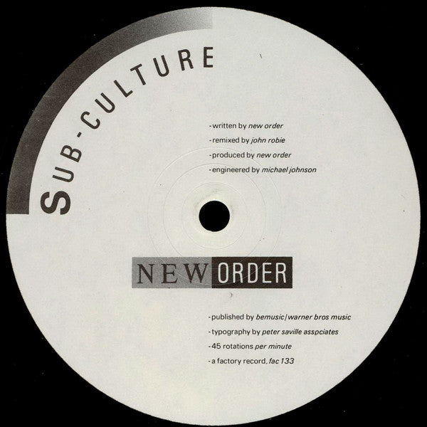 New Order : Sub-Culture (12", Single)