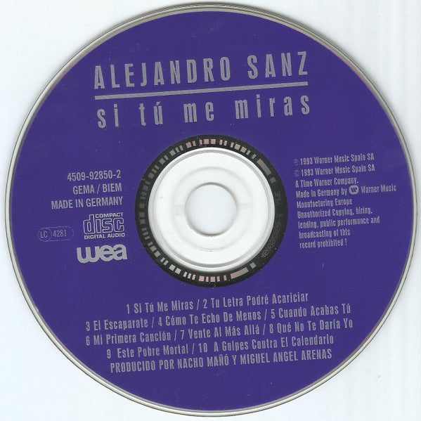 Alejandro Sanz : Si Tú Me Miras (CD, Album)